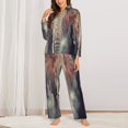 thumbnail image 3 of Disketp Pajamas Set Long Sleeve Sleepwear Womens Button Down Nightwear Pj Sets-Elephant In Smoke, 3 of 9