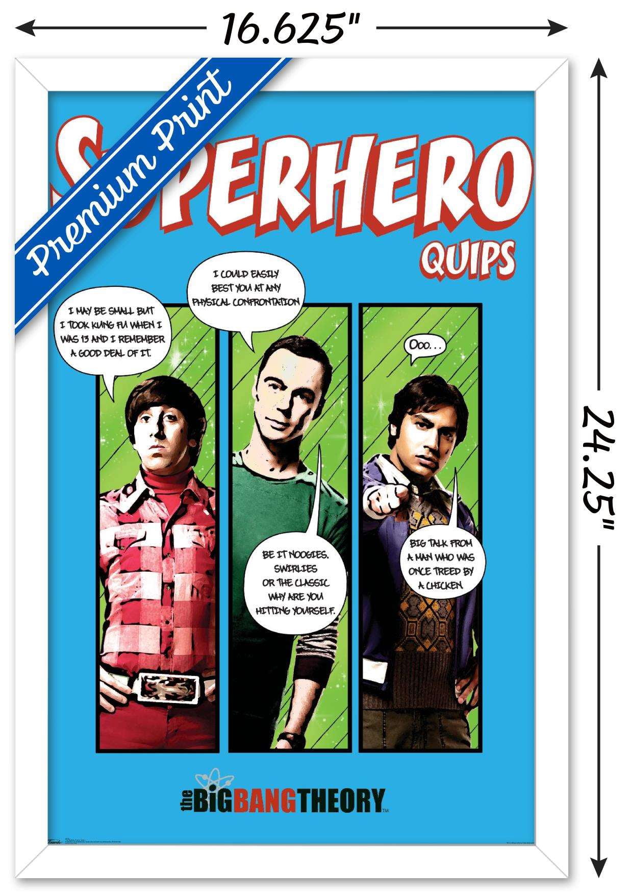 The Big Bang Theory - Quips Wall Poster, 14.725" x 22.375", Framed