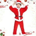 thumbnail image 2 of FYDUU Kids Santa Claus Clothes Suit For Boys Christmas Children's 4 Pcs Santa Outfit Velvet Tops + Pants + Hat + Belt Xmas Outfits Holiday Party Dress L, 2 of 7