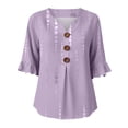 thumbnail image 5 of MuXiKeJi Clothes 3/4 Length Sleeve Womens Tops Cotton Linen Boho Blouses Floral V Neck Shirts Summer Beach Casual Top, 5 of 5