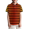 thumbnail image 2 of YMNXA Kids Boys Polo Shirt Short Sleeve Lapel Striped Print Soft Comfortable Breathable Tee Top For Casual Daily Wear,Orange,9-10 Years, 2 of 4