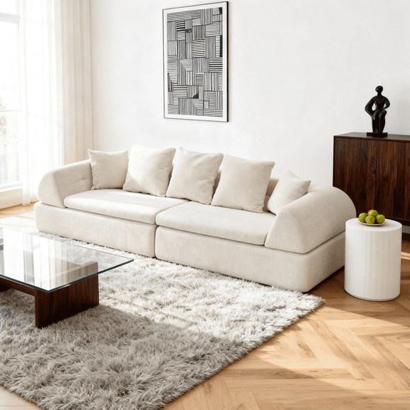 Cloud Modular Sectional Sofa - Shape Boneless Couch w/Ottoman & Deep Fluffy Seat, No Assembly Required for Living Room Bedroom