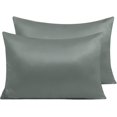 thumbnail image 1 of Zippered Satin Pillow Cases for Hair and Skin, Luxury Queen Hidden Zipper Pillowcases Set of 2, 20 x 30 Inches, Dark Grey, 1 of 7