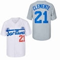 thumbnail image 2 of Camiseta de béisbol Santurce Crabbers Puerto Rico 21 Clemente Jerseys Costura Bordado Deportes Al Aire Libre Alta Calidad Blanco Gris Nuevo, 2 of 5