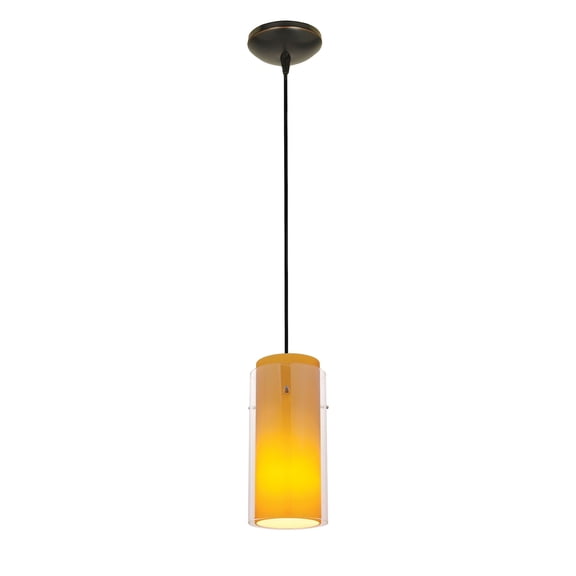 28033-1c-orb/clam Access Lighting Sydney-One Light Cylinder Pendant (Cord Hung)-4.75 Inches Wide by 14 Inches Tall-Oil Rubbed Bronze