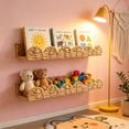 thumbnail image 2 of Scalloped Nursery bookshelves Set of 2, Woven Straw Paper Floating Shelves - Picture Ledge for Wall Decor, Beige Boho Modern Farmhouse Kids' Bookcase for Books, Toys & Photo Frames, 2 of 7