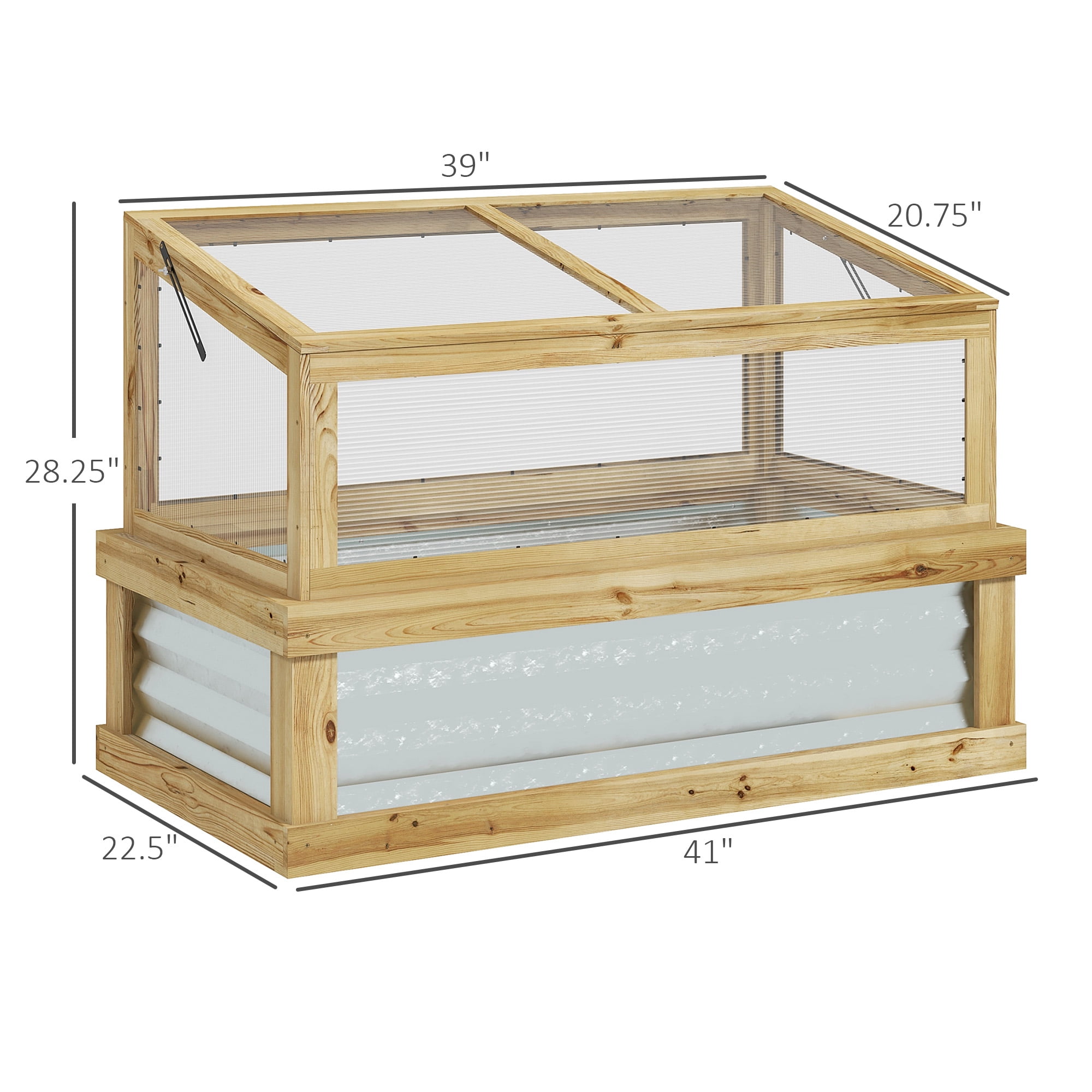 Outsunny Raised Garden Bed with Wooden Cold Frame, 41" x 22.5" x 28.25"
