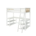 thumbnail image 3 of Scandinavian Twin Loft Bed with Wraparound Desk & Shelves, White/Blonde, 3 of 10