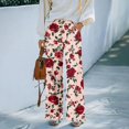 thumbnail image 4 of Delayuji Women's Wide Leg Pants Floral Printed Palazzo Pants High Waisted Casual Loose Straight Leg Pants with Pockets Womens Trousers, 4 of 6