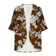thumbnail image 5 of Sakmal Cover-Up Womens Coats and Jacket Lightweight Elbow-Length Brown Floral Loose Fit Chiffon Cardigan Jacket for Ladies, 5 of 5