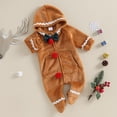 thumbnail image 4 of Douhoow Christmas Baby Boy Girl Fleece Jumpsuit 0-18 Months Infant Long Sleeve Zipper Hooded Footies Romper, 4 of 9