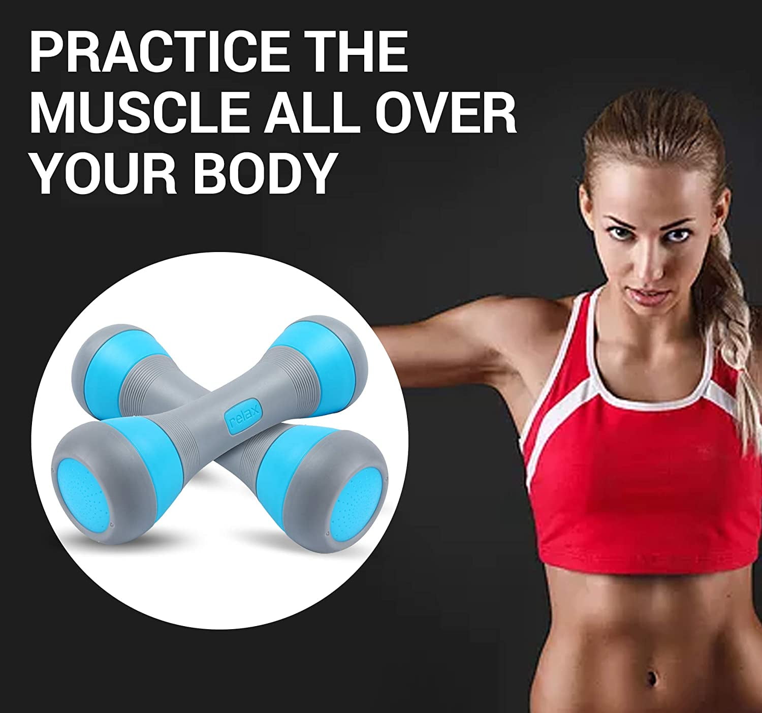 NiceC Adjustable Dumbbell Weight, 5-in-1 Options, with Non-Slip Neoprene Handle,Blue, 4.5 lb, Pair