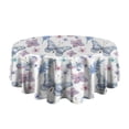 thumbnail image 5 of Watercolor Butterfly Flower Leaf White Pattern Round Tablecloth 60"x60",Wrinkle Wipeable Table Cloth for Kitchen Dining Room Picnic Patio Party, 5 of 6