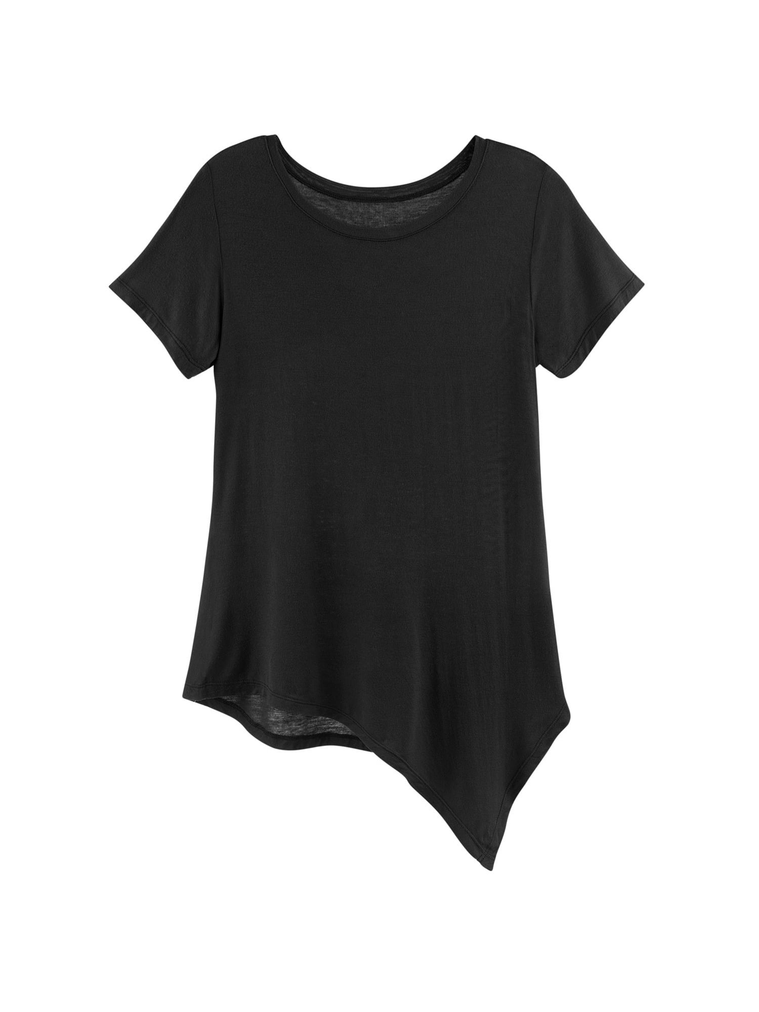 Bias-Cut Asymmetrical Hem Tee With A Twist JOH Women/'s Soft Tunic T-Shirt