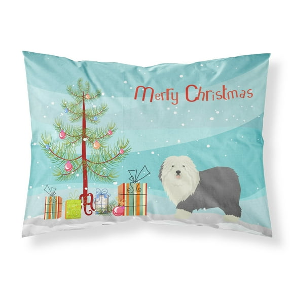 Old English Sheepdog Christmas Tree Fabric Standard Pillowcase