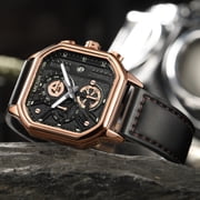 MEGIR Mens Sport Casual Watch Chronograph, Quartz Movement, 3ATM Water Resistant, Leather Strap