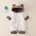 thumbnail image 2 of OJSFQUFP Baby Winter Fleece Lined Snowsuit Bear Ear Hooded Quilted Romper Warm Zipper Infant Jumpsuit, 2 of 7