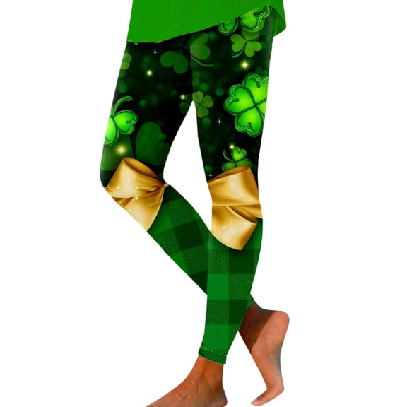 Wangmeiwg St Patricks Day Leggings for Women Women's Workout Leggings with Color Block Print for Yoga Running and Daily Comfort Yellow XXL
