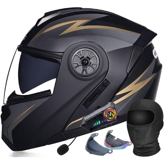 Bluetooth Motorcycle Helmet Flip Up Front Full Face DOT Approved Built-in Dual Speaker Microphone Generic Street Bike Integrated