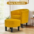 thumbnail image 6 of Aukfa Barrel Accent Chair with Ottoman & Arms, Modern PU Leather Upholstered Chair for Bedroom/Living Room,Yellow, 6 of 8