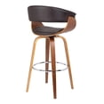 thumbnail image 4 of Armen Living Julyssa 30" Faux Leather & Wood Swivel Bar Stool in Brown/Walnut, 4 of 7