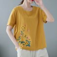 thumbnail image 2 of Camisas de Manga Corta para las Mujeres Blusas de Cuello Redondo con Botones Casuales, Camisa de Verano de Moda para Diarios Y Fiestas, 2 of 6