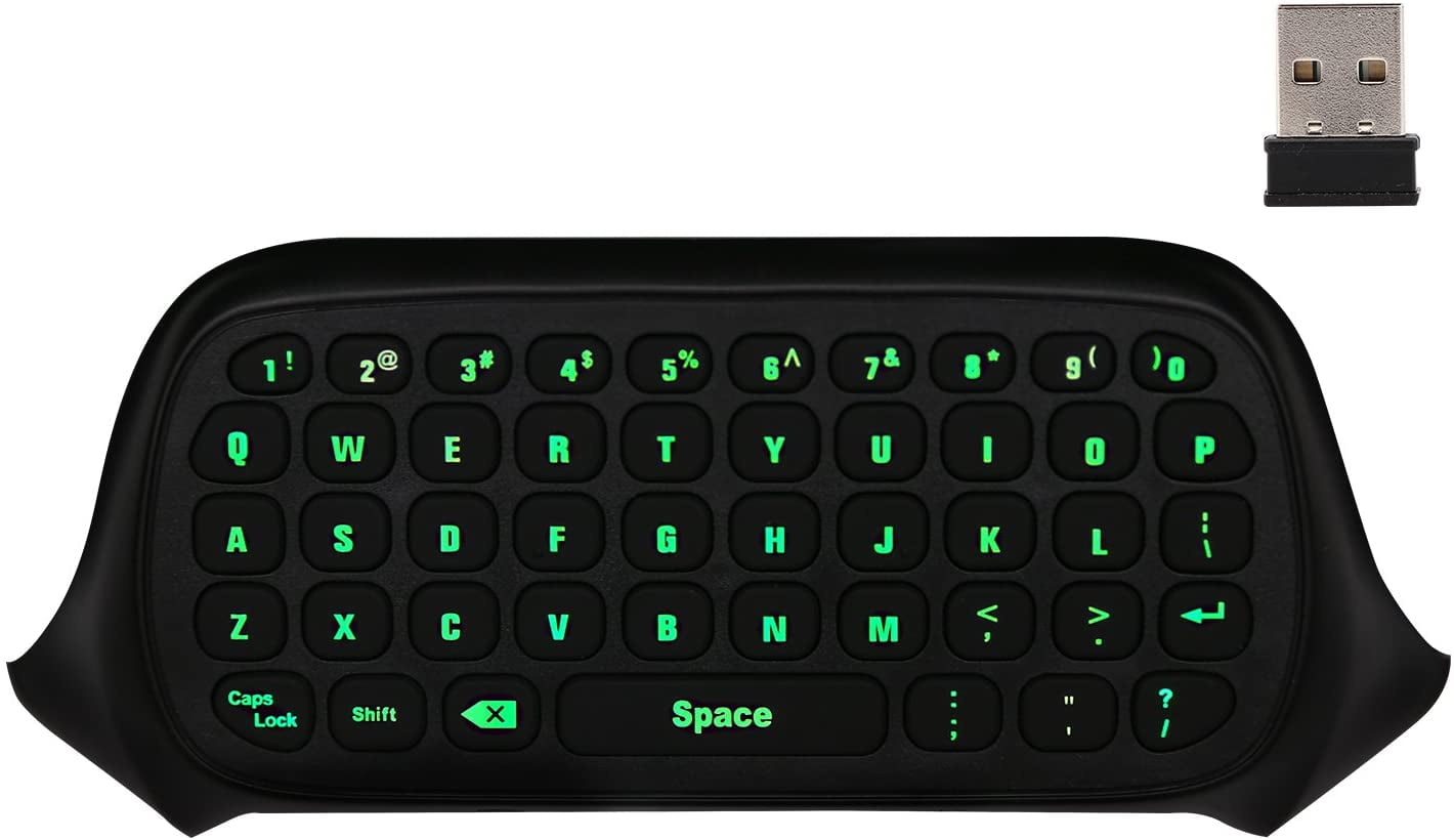 xbox-one-mini-green-backlight-keyboard-2-4g-receiver-wireless-chatpad