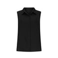 thumbnail image 6 of Htigea Summer Sleeveless Shirts for Women Button Down Lapel Business Tops Solid Color Lightweight Black,S, 6 of 7