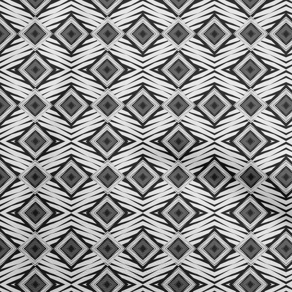 oneOone Polyester Spandex Dark Gray Fabric Abstract Geometric Sewing Fabric By The Yard Printed Diy Clothing Sewing Supplies 56 Inch Wide