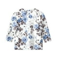 thumbnail image 4 of Xyxonk 3/4 Sleeve Shirts for Teens Girls Crew Neck Casual Tops Basic Floral Print T Shirts 2025 Winter Cute Outfits 15-16 Years, 4 of 4