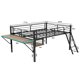 thumbnail image 4 of Cama de loft de metal de tamaño completo con escritorio incorporado y tira de luz led, marco de cama de loft con barandillas de seguridad, 4 of 5