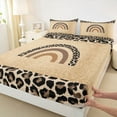 thumbnail image 3 of Homewish Kids Cartoon Rainbow Twin Sheet Sets, Leopard Cheetah Print Twin Fitted Sheet, Brown Sequin Print Flat Sheet, Luxury Bedroom Decor, 3pcs, 3 of 7