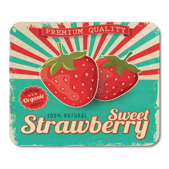 NUDECOR Fruit Green Jam Colorful Vintage Strawberry Label Red Candy Field Mousepad Mouse Pad Mouse Mat 9x10 inch