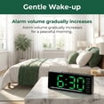 thumbnail image 6 of REGALWOVEN Digital Dual Alarm Clock for Bedroom, Easy to Set, Dimmable, Date Day of Week Temp Snooze, 12/24H 6.1 x 2.4 x 1 inch Green, 6 of 7