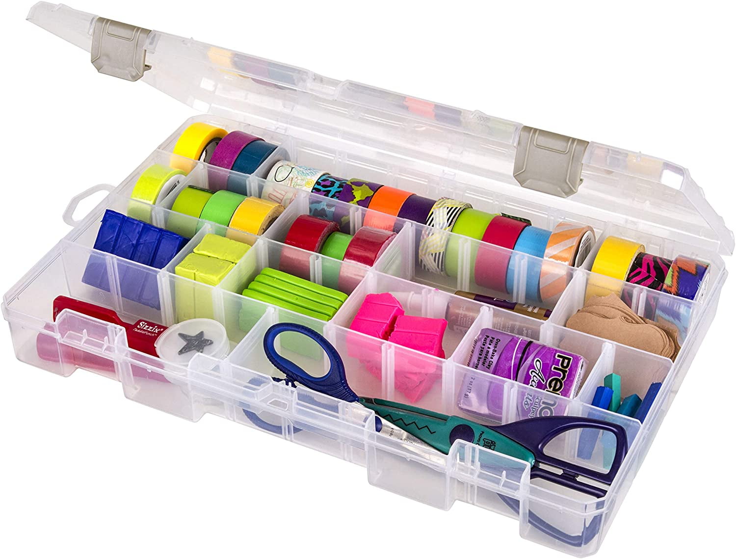 SHAANXIXIAN Large Solutions Box Clear Art & Craft Organizer with Dividers - Plastic Storage Case for Convenient and Versatile Storage - Ideal for Various Craft Supplies