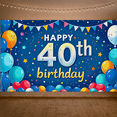 thumbnail image 7 of Blue Background Birthday Banner with Balloons Stars 40th Happy Birthday Backdrop Party Supplies Photography Props Decors for Photo Booth Celebrations Event Decorations, 7 of 7