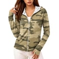 thumbnail image 3 of Camouflage Sun Protection Hoodie for Women UPF 50+ - Active Outdoor Long Sleeve Zip Up Jacket with Thumbholes & Pockets, Lightweight Athletic Rash Guard Earthy Yellow XL, 3 of 6