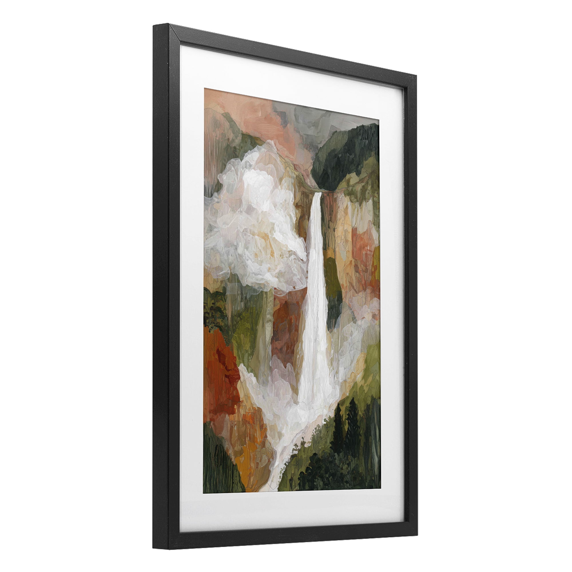 Stupell Industries Mountain Waterfall Landscape Black Framed Print Under Glass, design by Chromatic Storm Studio