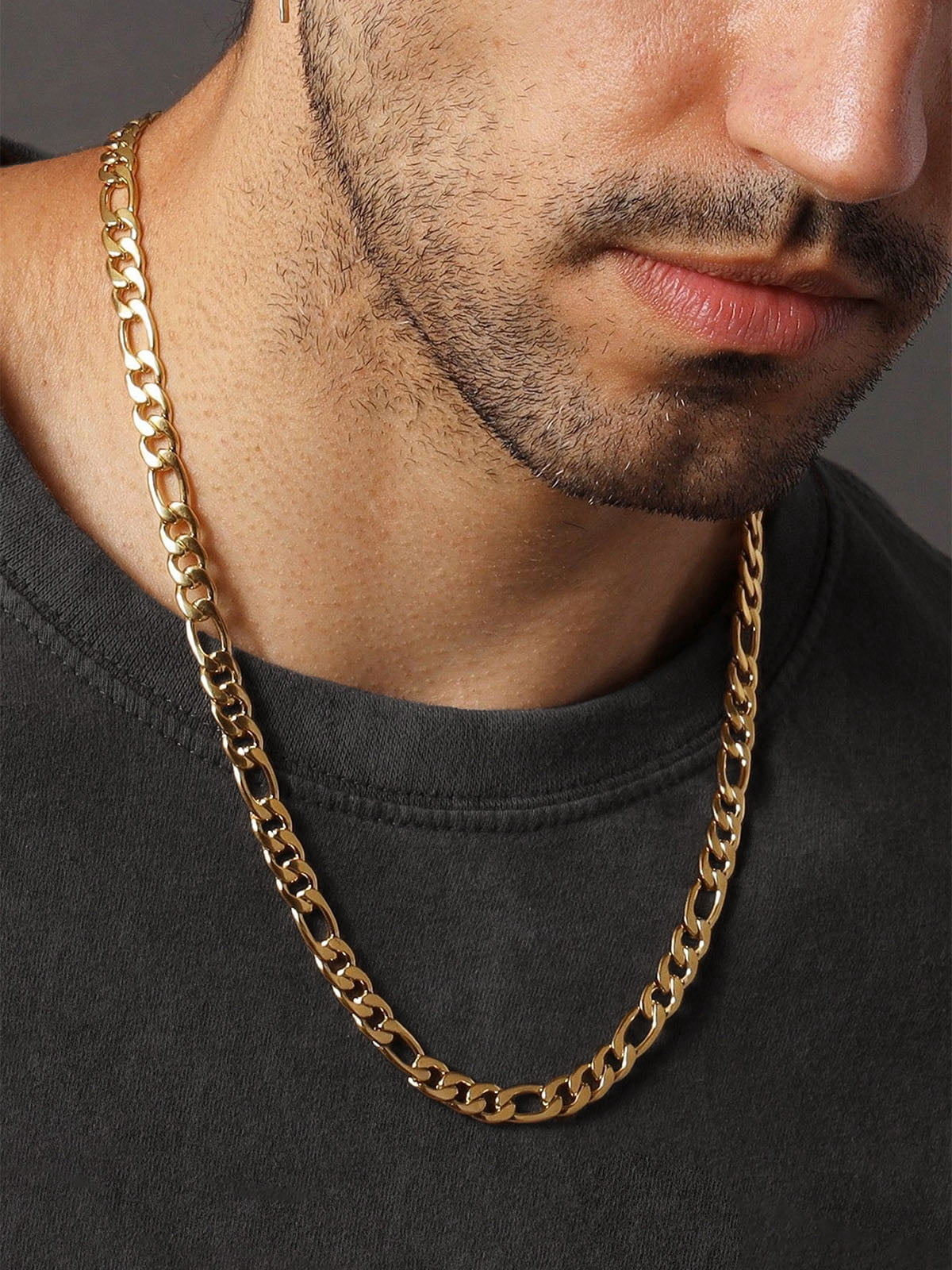 U7 Mens Figaro Chain 9MM Stainless Steel Men Women 14K Gold Plated Trendy Necklace 30 Inch Birthday Gift