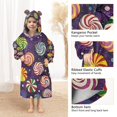 thumbnail image 3 of FORMRS Wearable Blanket Hoodie with Sleeves for Kids Cozy Flannel Sweatshirt, Galactic Candy, 3 of 7