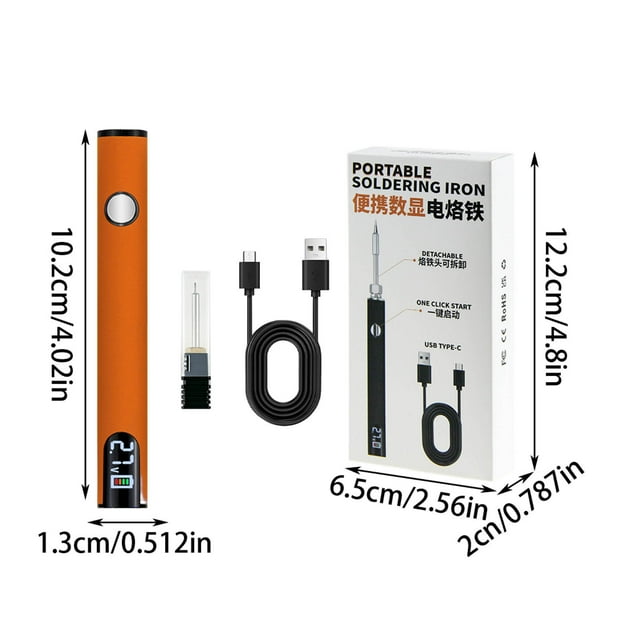 Btomtd Convenient USB Soldering Iron USB Cable Burning Pen LED Display Screen Three Archives Adjustable Voltage 510 Connector, Orange