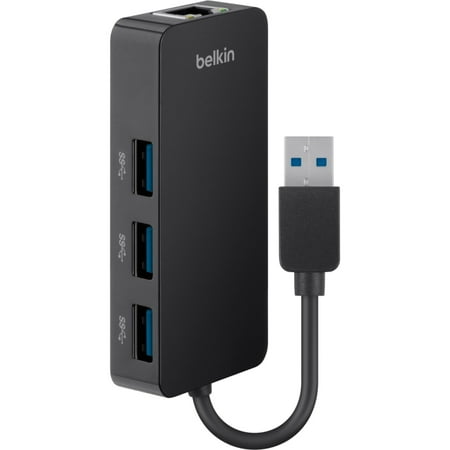 Belkin Gigabit Usb - Belkin USB 3.0 3-Port Hub with Gigabit Ethernet Adapter
