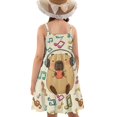 thumbnail image 2 of Uourmeti Capybara and Pink Love Print Girls Summer Dresses Cute Spaghetti Strap Flowy Tiered Dress 5-6T Kids Kawaii Clothes Causal A Line Midi Dress for Party School Beach, 2 of 7
