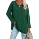 thumbnail image 1 of Blusa de mujer Camisa de manga larga Jersey de color puro Cuello en V Dobladillo suelto Diseño casual, 1 of 6