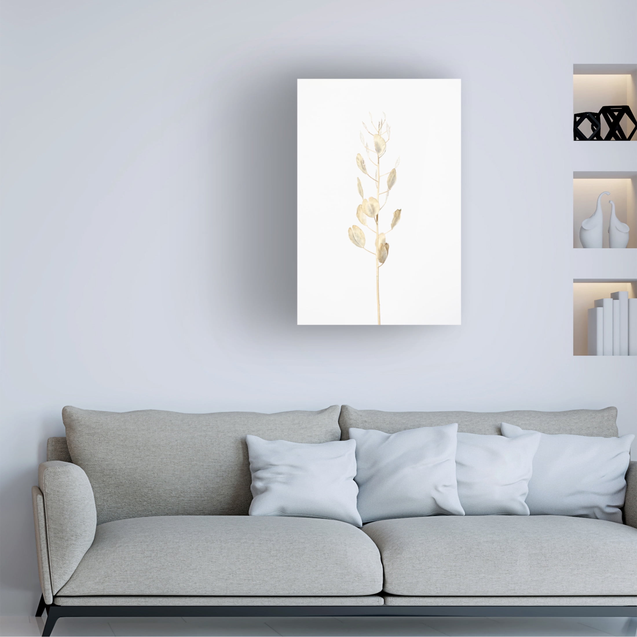 Trademark Fine Art Pictufy Studio Solitary Dried Plant Light Grey Canvas Wall Art