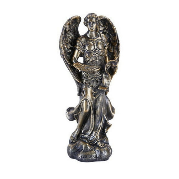 Bronzed Small Saint Gabriel Figurine Made of Polyresin