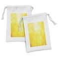thumbnail image 1 of Yellow Fabric Pouch Set of 2, Modern Circular Mosaic Motifs Digital Pixel Featured in Graphic Design Illustration, Small Drawstring Bag for Toiletries Masks and Favors, 9" x 6", Yellow, by Ambesonne, 1 of 2