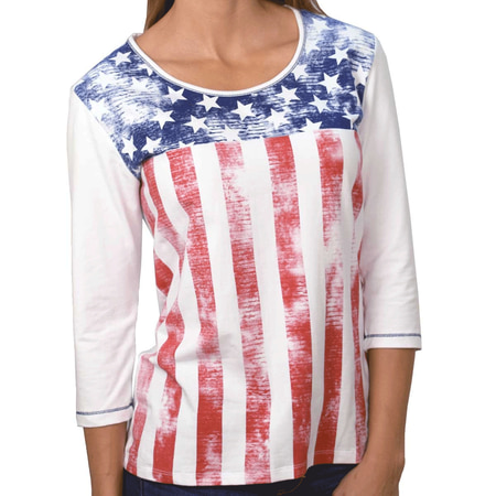 - American Summer Ladies 3/4 Sleeve Printed Knit Shirt LDS-901-3/4SLV