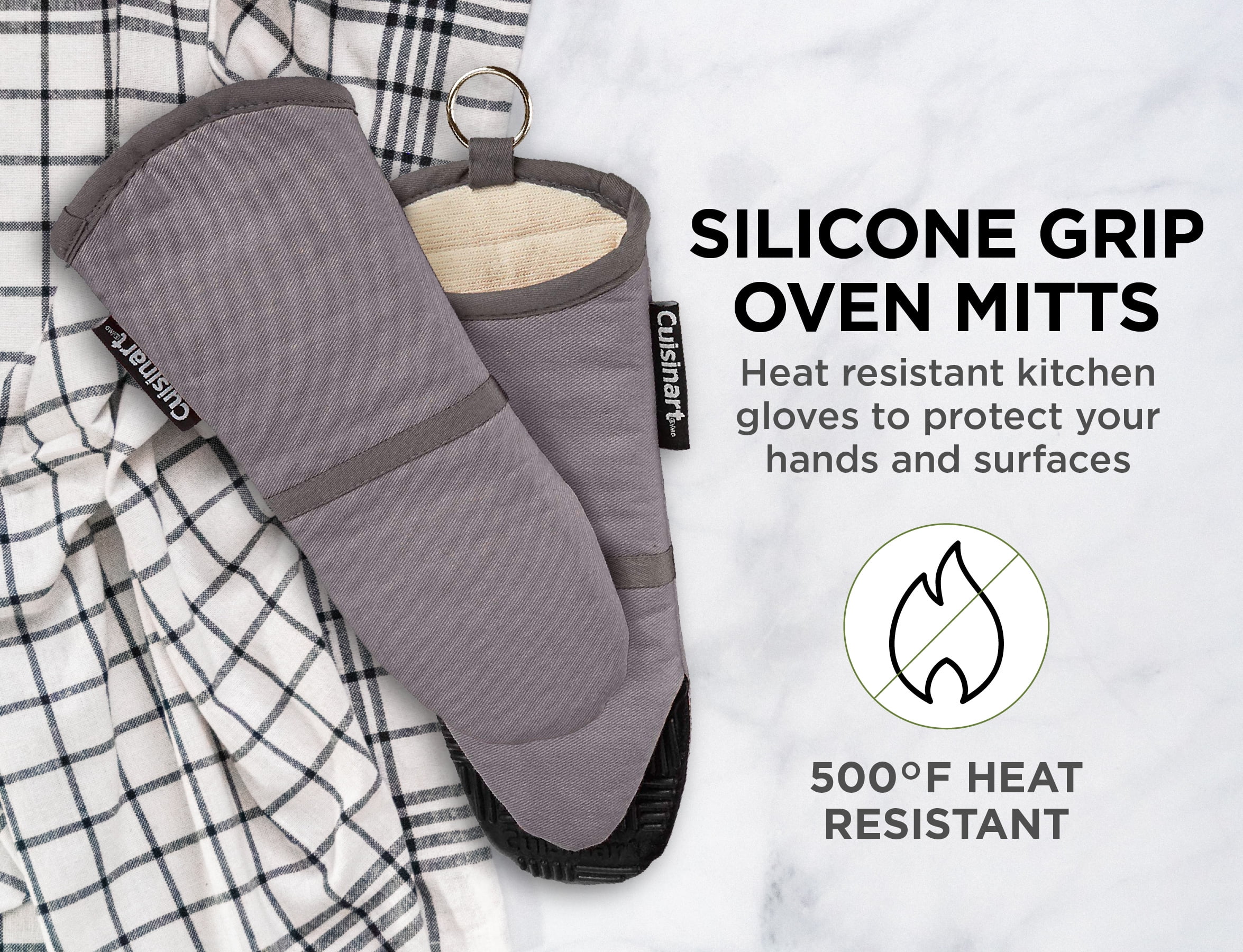 Cuisinart Silicone Oven Mitts, 2 Pack Heat Resistant To 500 Degrees