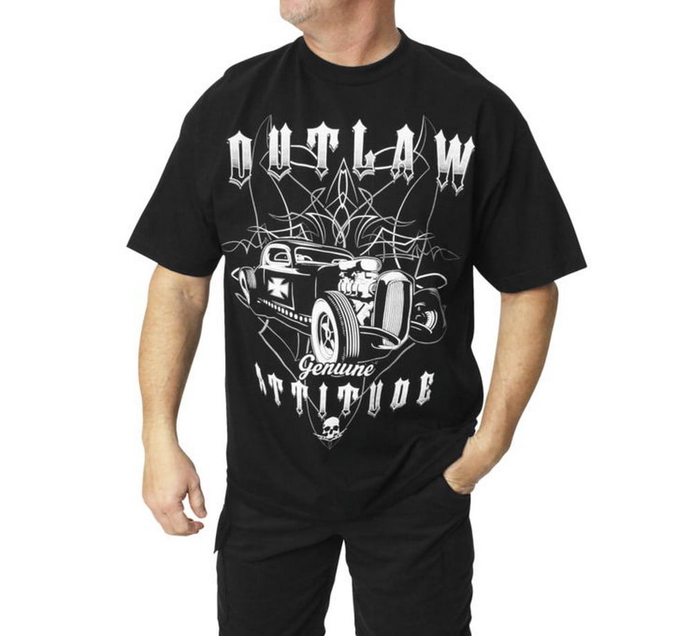 Outlaw Threadz Mens The Finger Button Up Shirt-Medium Black 